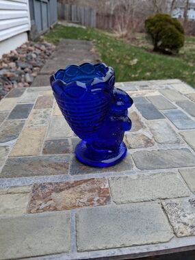 Cobalt Blue Glass Bunny Vase - Decorative Home Accent